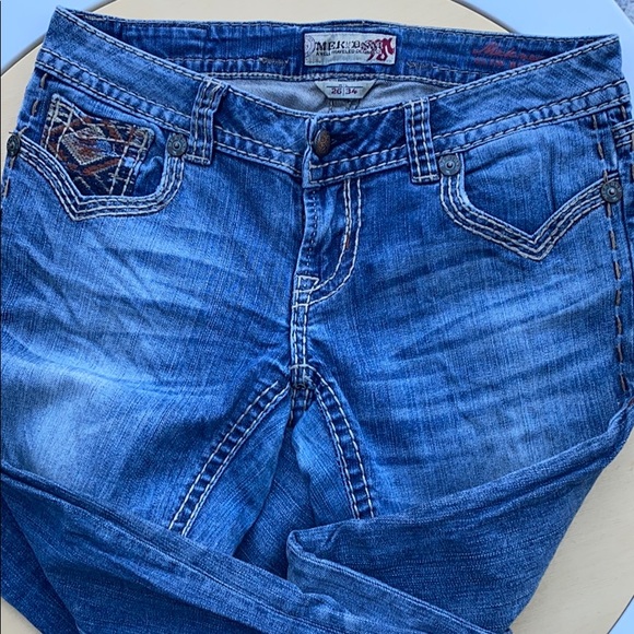 MEK DNM USA slim boot distressed embroidered jean - Picture 3 of 7